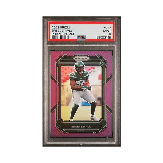 Breece Hall 2022 Panini Prizm Football Purple Prizm Rookie /125 PSA 9