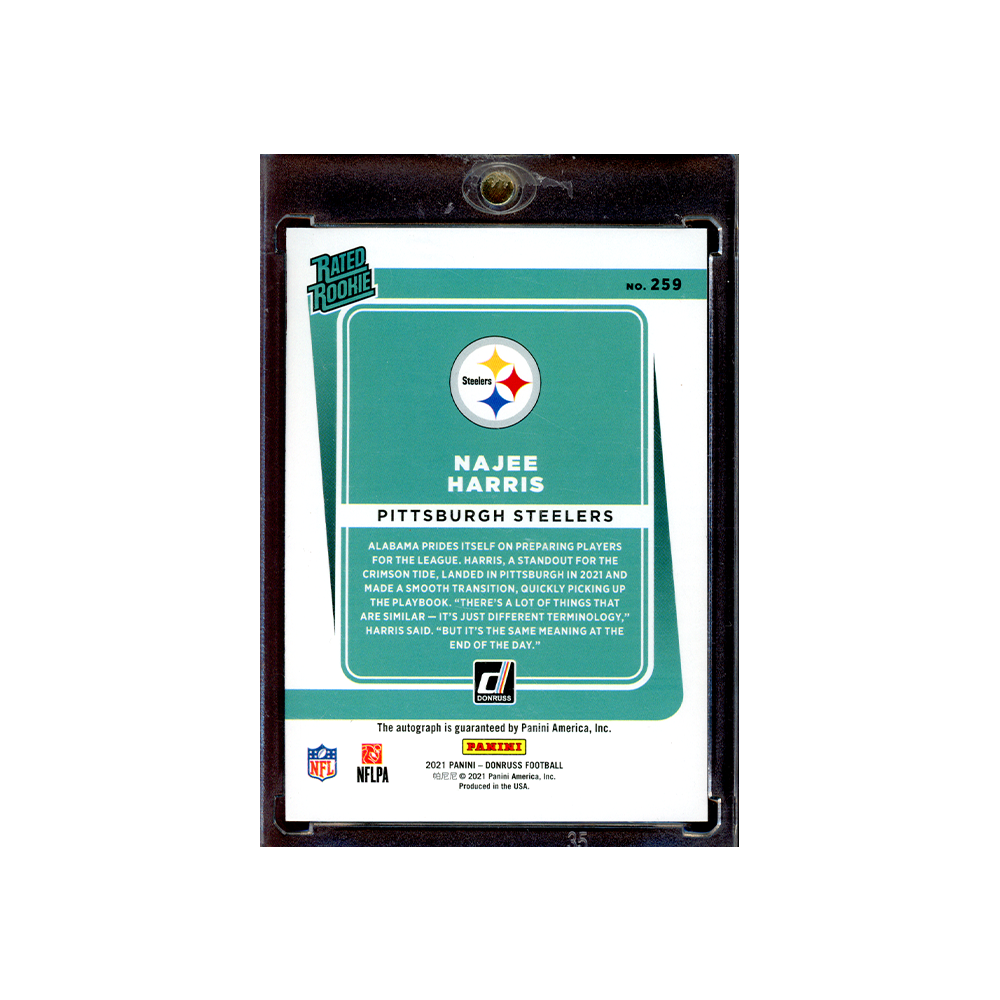 Najee Harris 2021 Panini Donruss Football Rated Rookie Auto Bronze