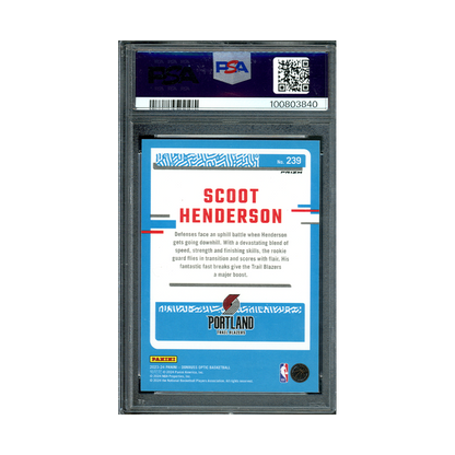 Scoot Henderson 2023 Panini Donruss Optic Basketball Rated Rookie Holo PSA 10