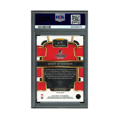 Scoot Henderson 2023 Panini Select Basketball Blue Cracked Ice Rookie PSA 10