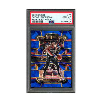 Scoot Henderson 2023 Panini Select Basketball Blue Cracked Ice Rookie PSA 10