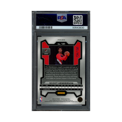 Scoot Henderson 2023 Panini Prizm Basketball Blue Fast Break Prizm Rookie /150 PSA 10