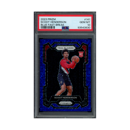 Scoot Henderson 2023 Panini Prizm Basketball Blue Fast Break Prizm Rookie /150 PSA 10