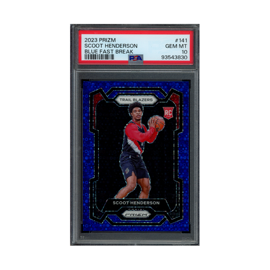 Scoot Henderson 2023 Panini Prizm Basketball Blue Fast Break Prizm Rookie /150 PSA 10