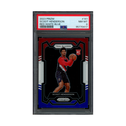 Scoot Henderson 2023 Panini Prizm Baskteball Red White Blue Rookie PSA 8