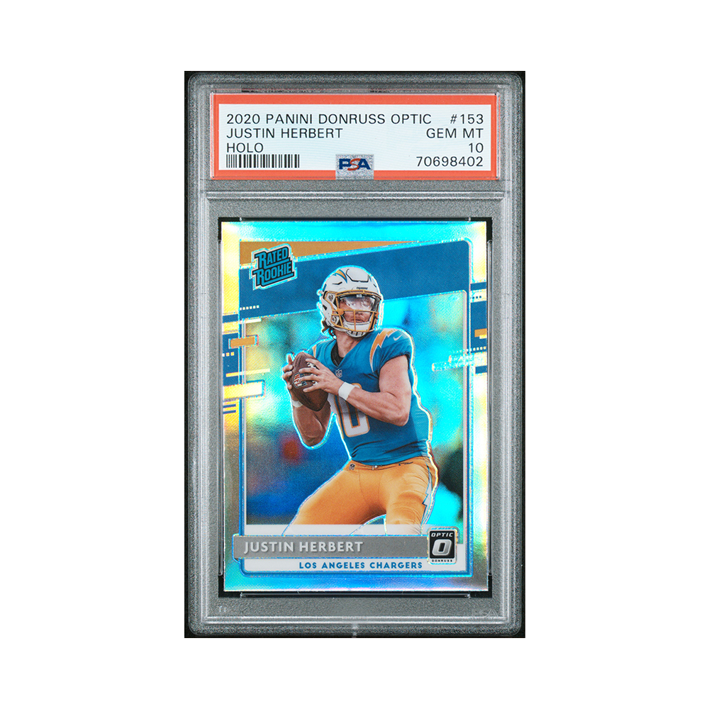 Justin Herbert 2020 Panini Donruss Optic Football Rated Rookie Holo PSA 10