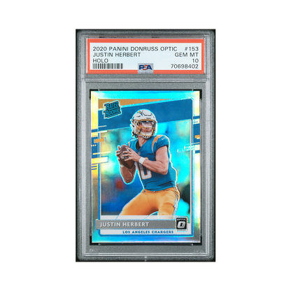 Justin Herbert 2020 Panini Donruss Optic Football Rated Rookie Holo PSA 10