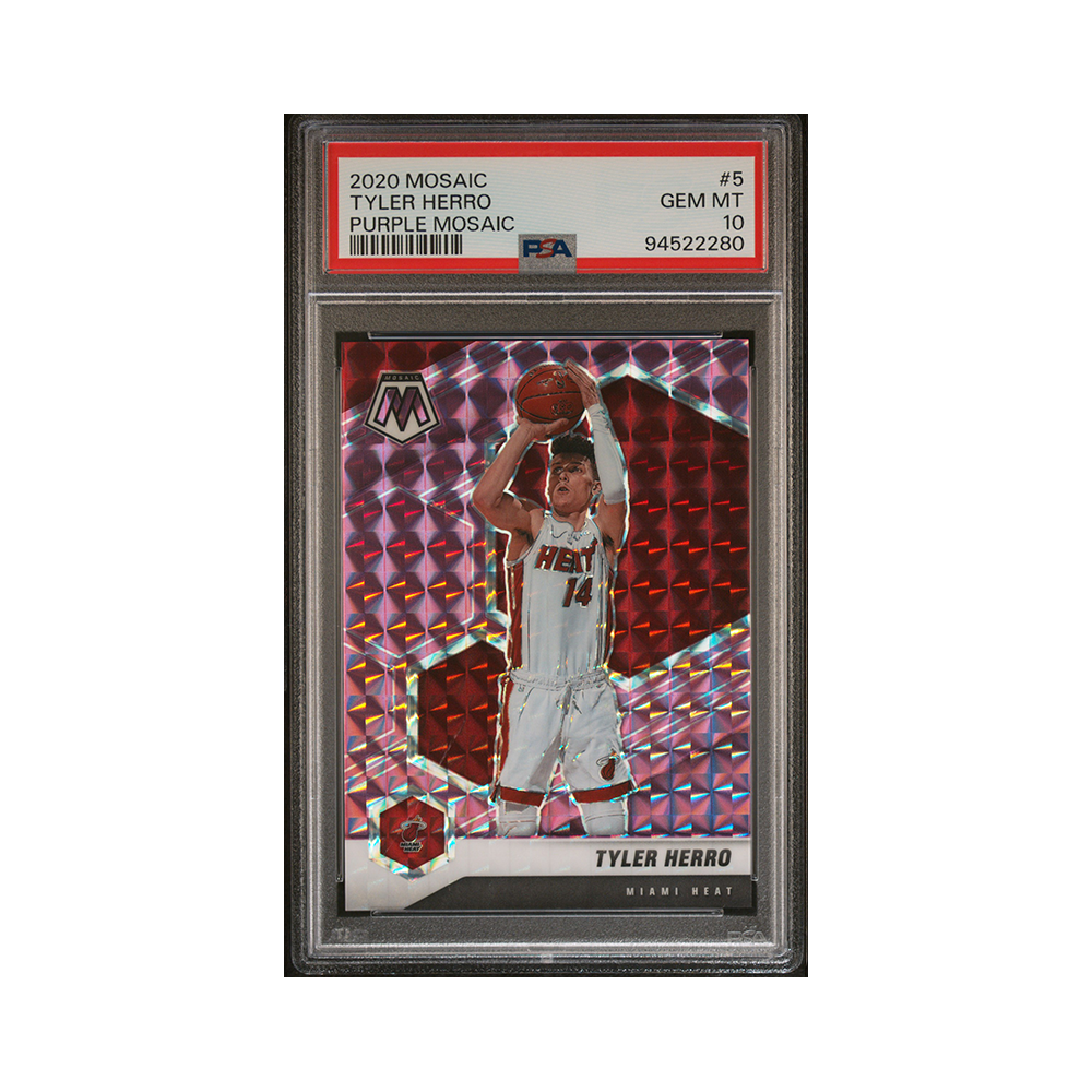 Tyler Herro 2020-21 Panini Mosaic Basketball Purple /49 PSA 10