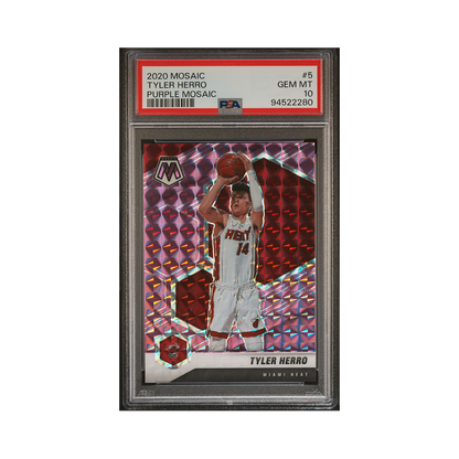 Tyler Herro 2020-21 Panini Mosaic Basketball Purple /49 PSA 10