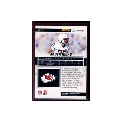 Jaden Hicks 2024 Panini Luminance Football Rookie Black /75