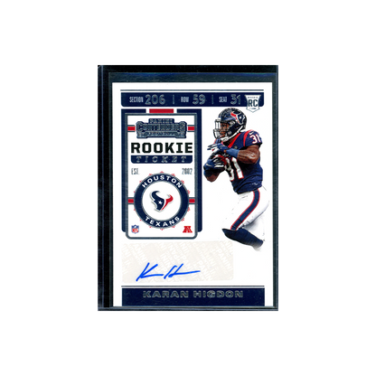 Karan Higdon 2019 Panini Contenders Football Rookie Ticket Auto