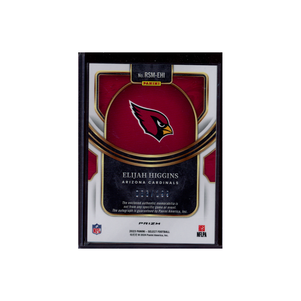 Elijah Higgins 2023 Panini Select Football Rookie Patch Auto /199