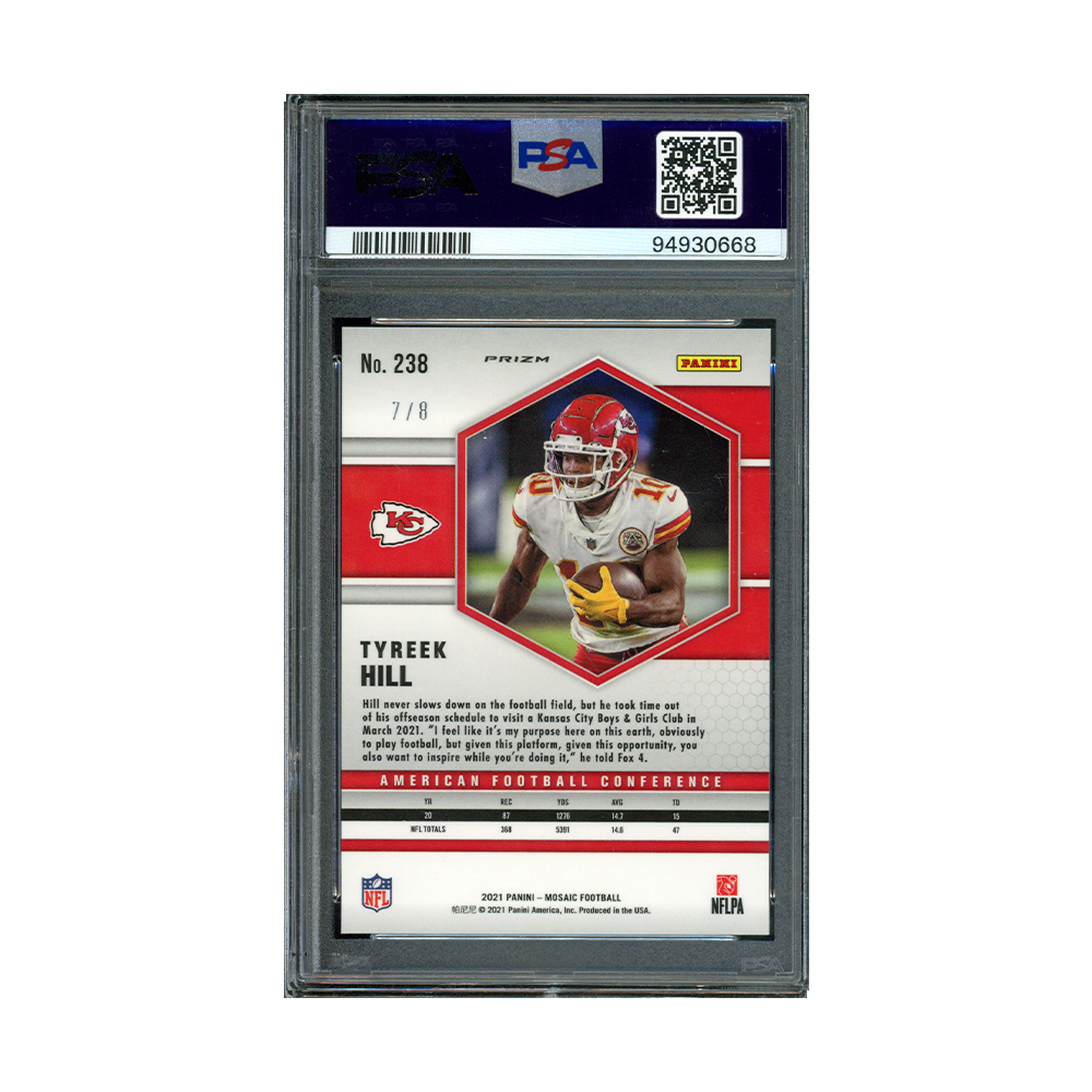 Tyreek Hill 2021 Panini Mosaic Football Black Gold Choice /8 PSA 10