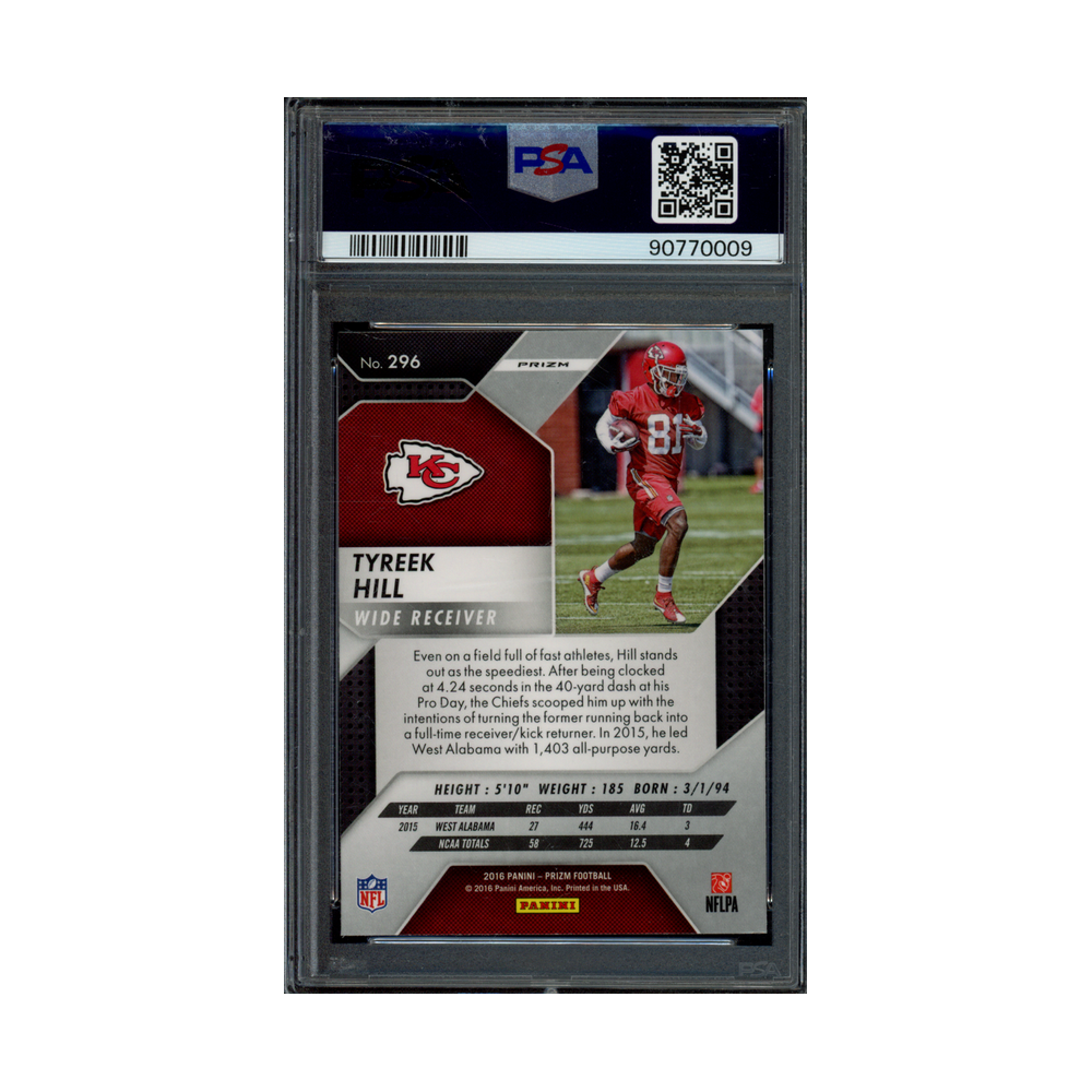 Tyreek Hill 2016 Panini Prizm Football Silver Prizm Rookie PSA 10