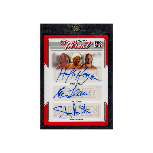 Hogan & Flair & Austin 2022 Leaf Pro Set Sports Triple Threat Auto Red