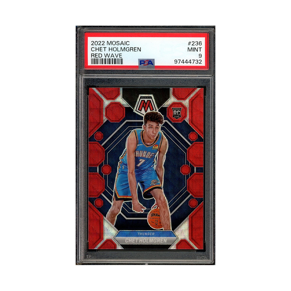 Chet Holmgren 2022-23 Panini Mosaic Basketball Red Wave Rookie PSA 9