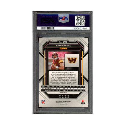 Sam Howell 2022 Panini Prizm Football Purple Ice Primz Rookie /225 PSA 10
