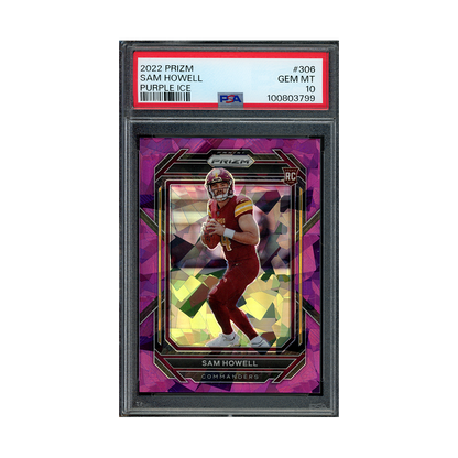 Sam Howell 2022 Panini Prizm Football Purple Ice Primz Rookie /225 PSA 10