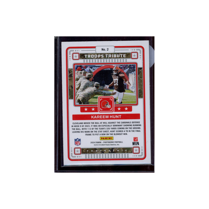 Kareem Hunt 2024 Panini Photogenic Football Troops Tribute /75