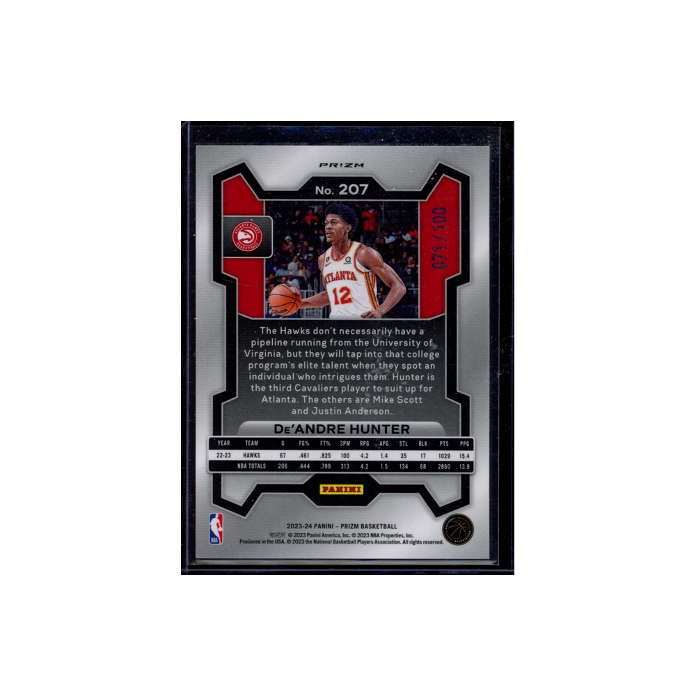 De'Andre Hunter 2023-24 Panini Prizm Basketball Red Fast Break /100
