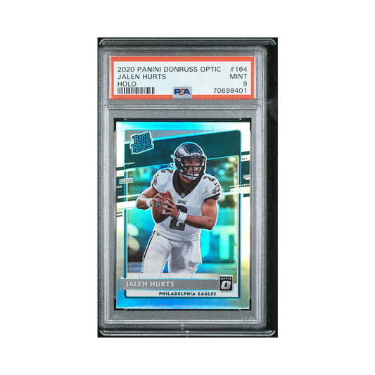 Jalen Hurts 2020 Panini Donruss Optic Football Rated Rookie Holo PSA 9