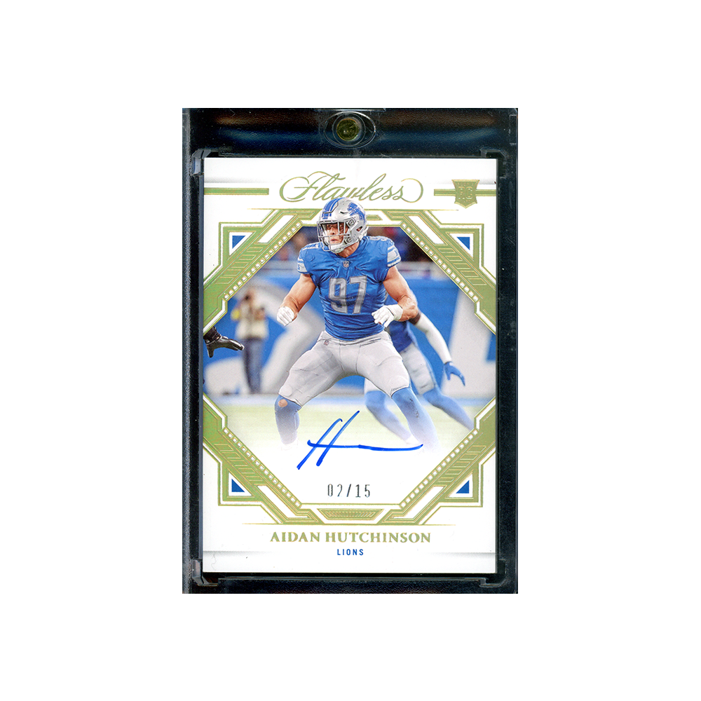 Aidan Hutchinson 2022 Panini Flawless Football ROokie Auto Gold /15