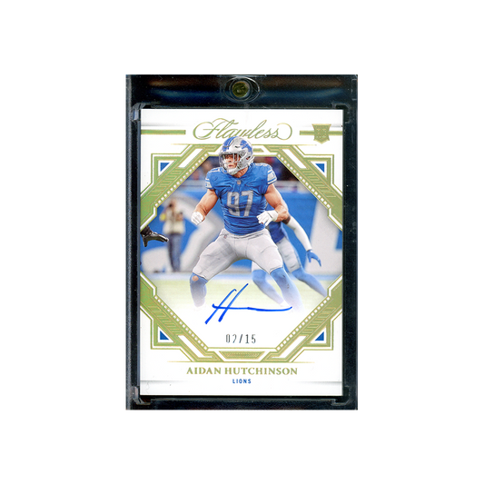 Aidan Hutchinson 2022 Panini Flawless Football ROokie Auto Gold /15