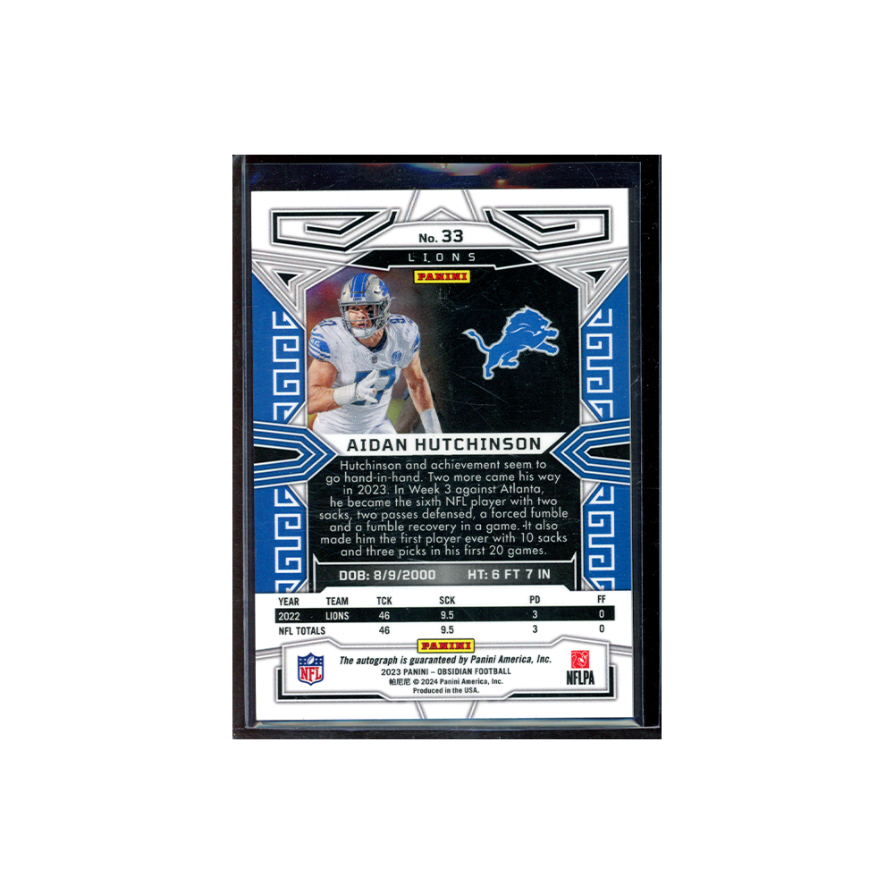 Aidan Hutchinson 2023 Panini Obsidian Football Auto