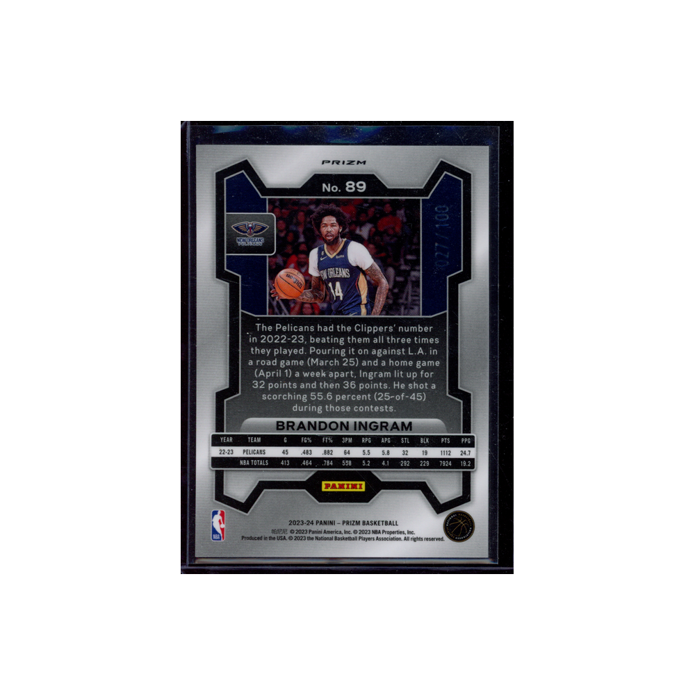 Brandon Ingram 2023-24 Panini Prizm Basketball Red Fast Break /100