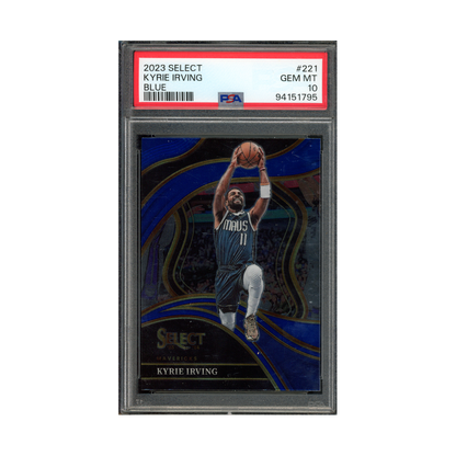 Kyrie Irving 2023 Panini Select Basketball Blue Courtside PSA 10