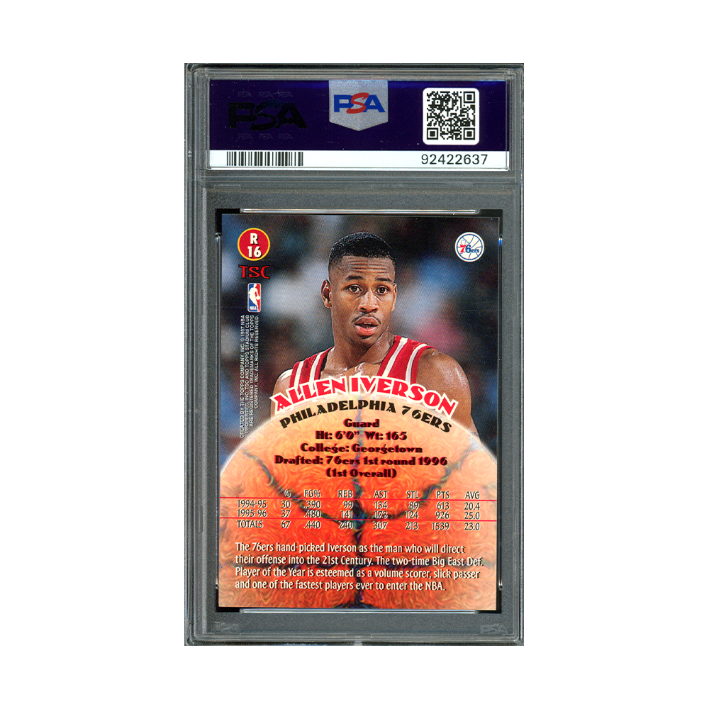 Allen Iverson 1996 Stadium Club Rookies 2 PSA 9