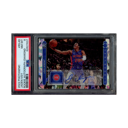 Jaden Ivey 2022 Panini Photogenic Basketball Rookie Auto Diamond /75 PSA 8