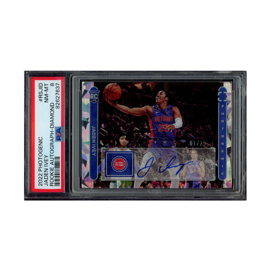 Jaden Ivey 2022 Panini Photogenic Basketball Rookie Auto Diamond /75 PSA 8