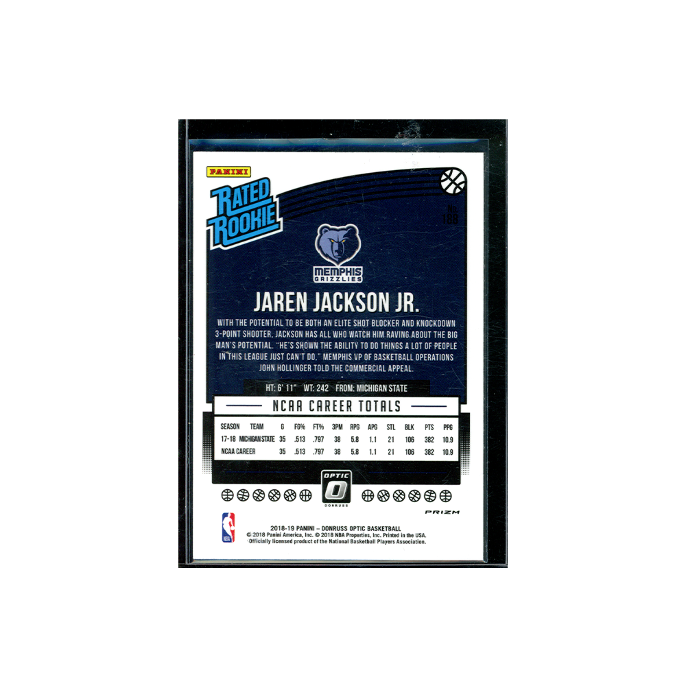 Jaren Jackson Jr. 2018-19 Panini Donruss Optic Basketball Rated Rookie Shock