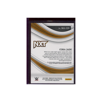 Cora Jade 2023 Panini Immaculate Collection WWE Memorabilia Patch Auto Gold /10
