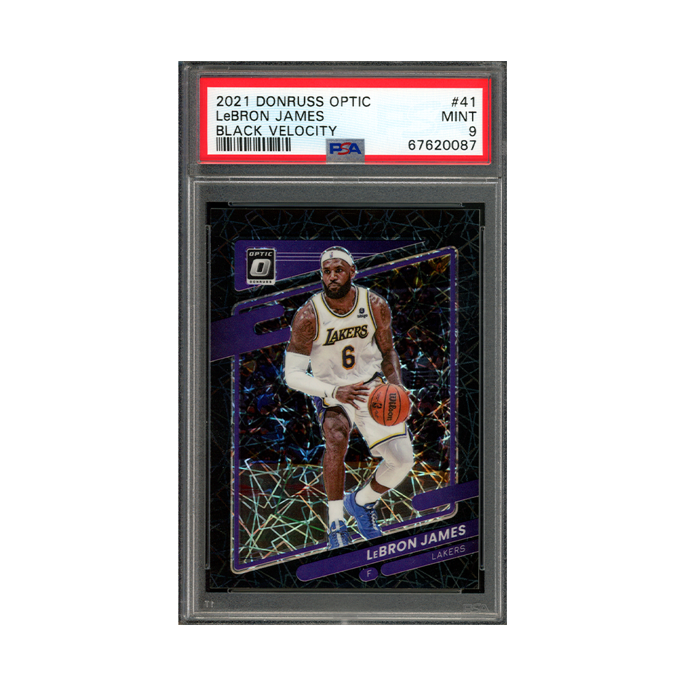 LeBron James 2021-22 Panini Donruss Optic Basketball Black Velocity /39 PSA 9