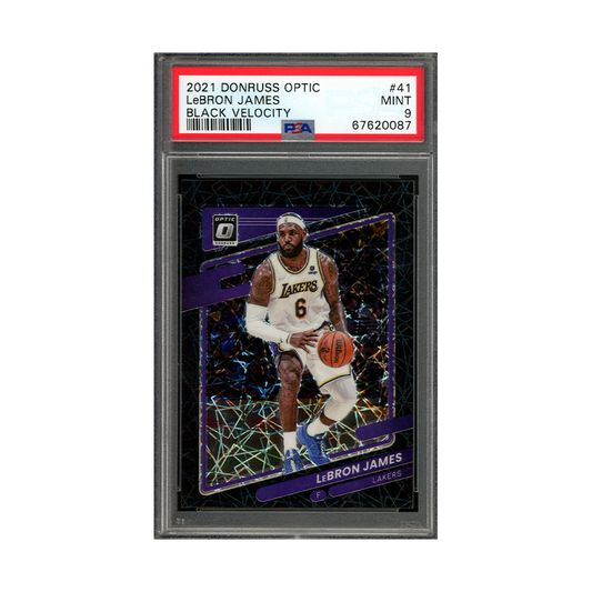 LeBron James 2021-22 Panini Donruss Optic Basketball Black Velocity /39 PSA 9