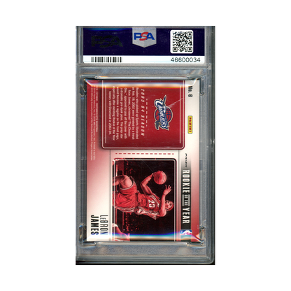 LeBron James 2018-19 Panini Contenders Optic Basketball Historic Rookie of the Year Prizm PSA 9