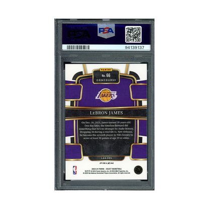 LeBron James 2023-24 Panini Select Basketball Green White Purple PSA 10