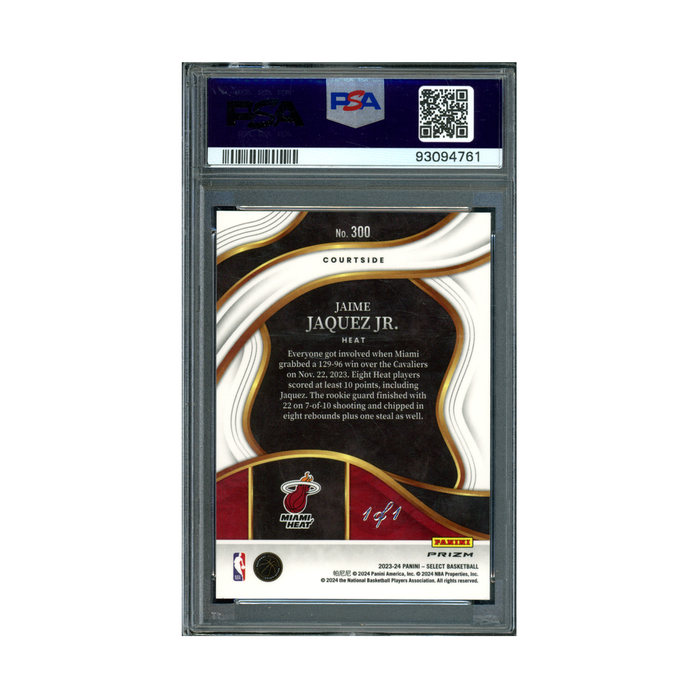 Jaime Jaquez 2023-24 Panini Select Basketball Black Disco Courtside Rookie 1/1 PSA 9