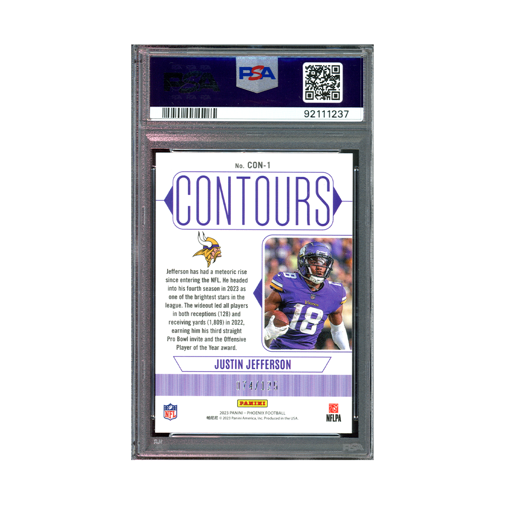 Justin Jefferson 2023 Panini Phoenix Football Contours Purple /125 PSA 10