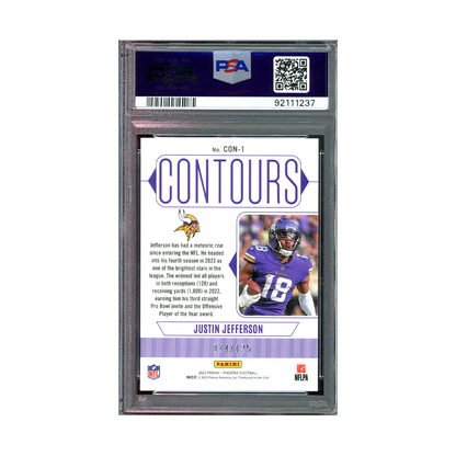 Justin Jefferson 2023 Panini Phoenix Football Contours Purple /125 PSA 10