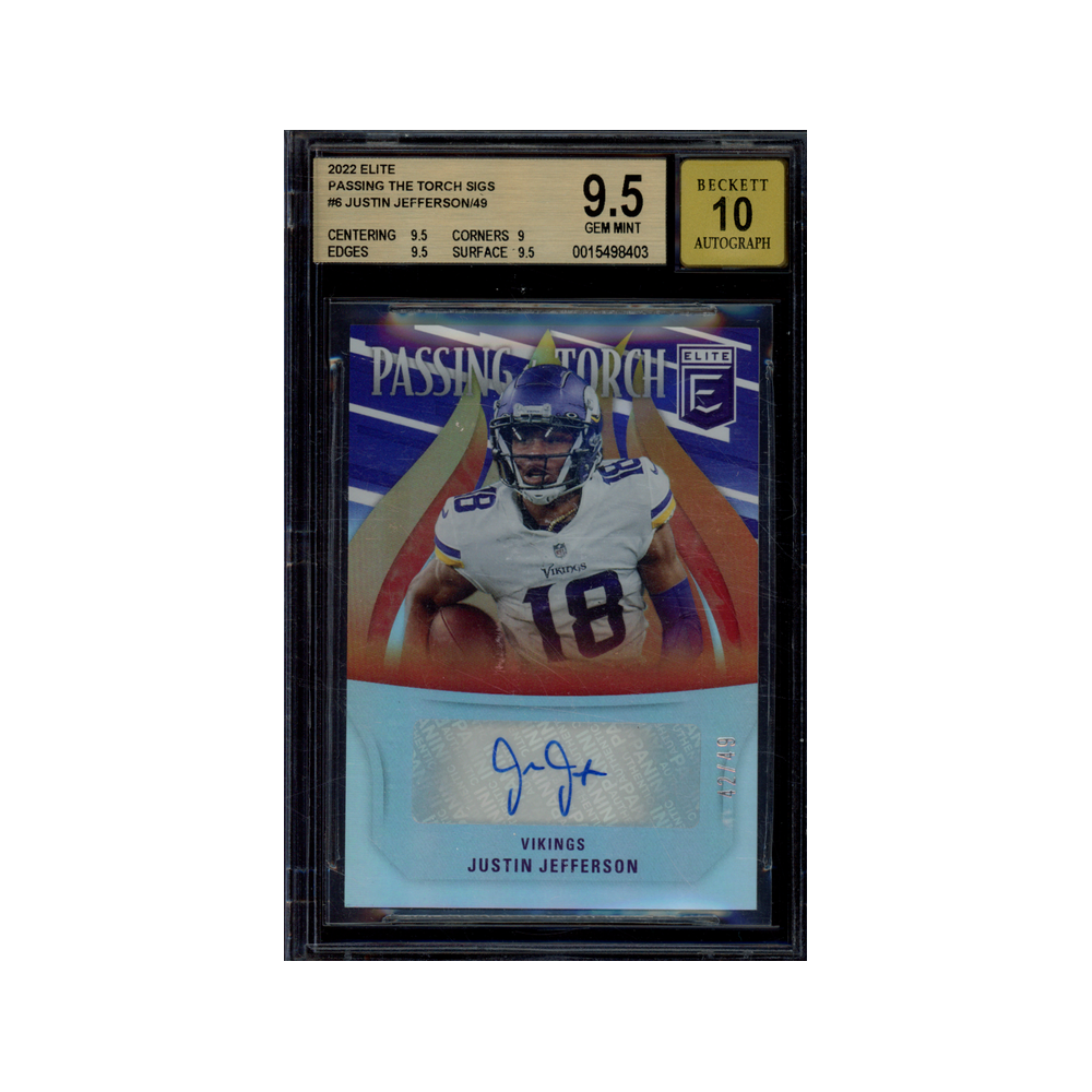 Justin Jefferson 2022 Panini Elite Football Passing the Torch Auto /49 BGS 9.5/10