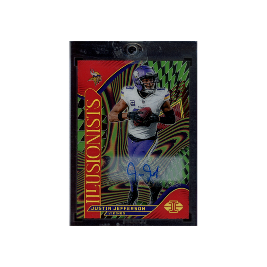 Justin Jefferson 2024 Panini Illusions Football Illusionists Auto Red /25