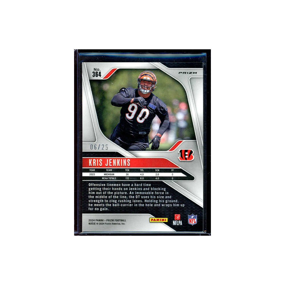 Kris Jenkins 2024 Panini Prizm Football Rookie Navy Camo /25