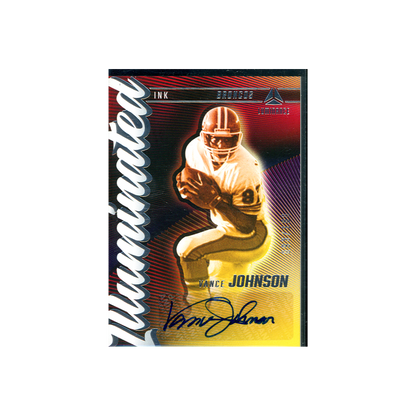 Vance Johnson 2024 Panini Luminance Football Illuminated Ink Auto /100