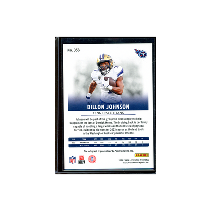 Dillon Johnson 2024 Panini Prestige Football Rookie XTRA Points Auto
