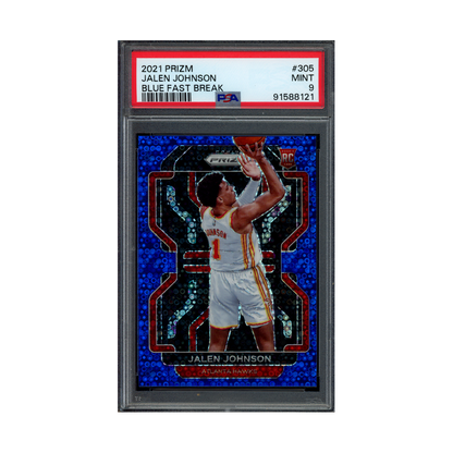 Jalen Johnson 2021 Panini Prizm Basketball Blue Fast Break Prizm Rookie /150 PSA 9