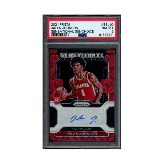Jalen Johnson 2021 Panini Prizm Basketball Sensational Signatures Choice Rookie Auto PSA 8