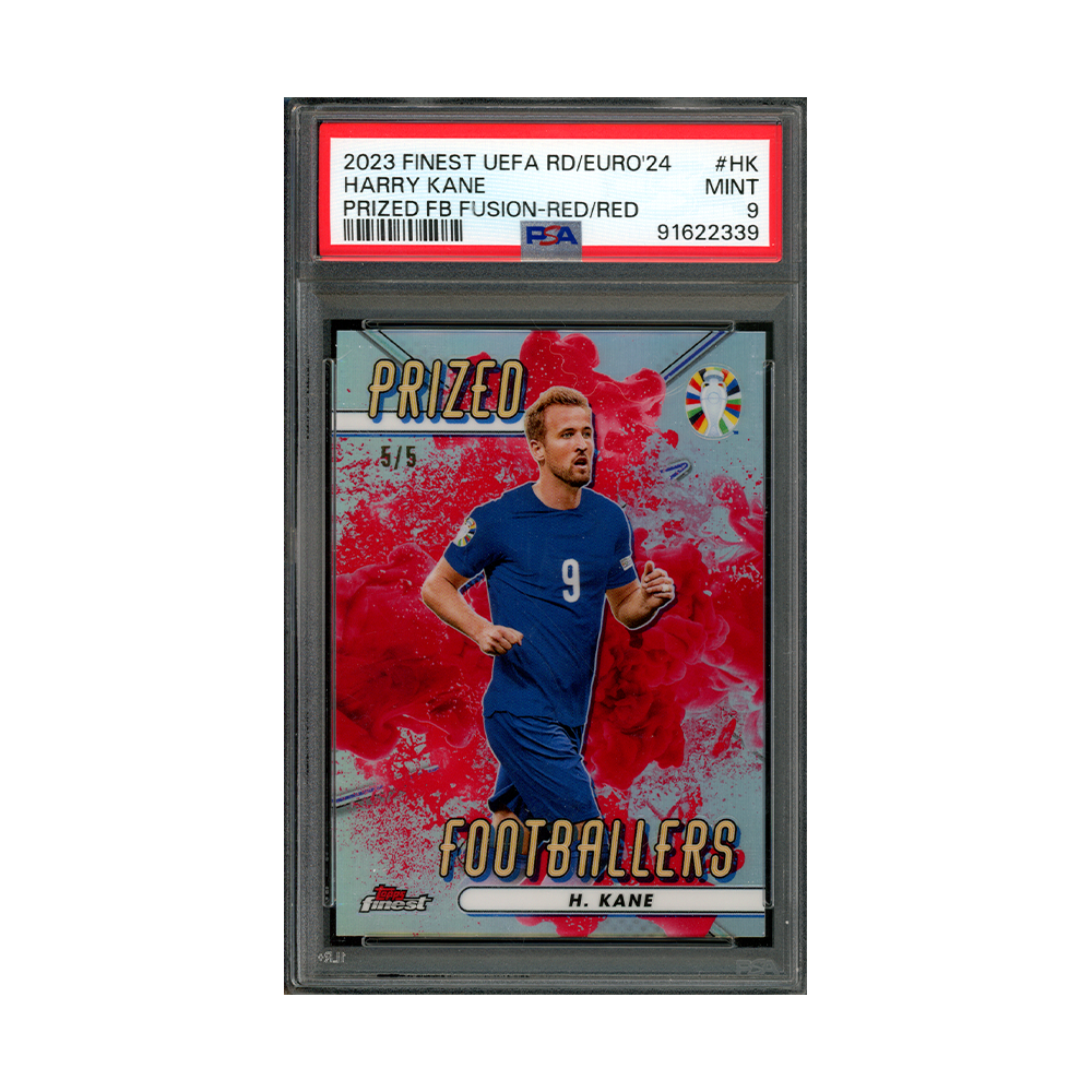 Harry Kane 2023 Finest UEFA Road to Euro 24 Prized Footballers Fusion Red /5 PSA 9